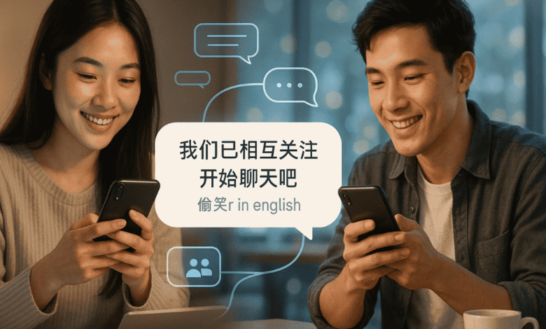 我们已相互关注 开始聊天吧 偷笑r in english